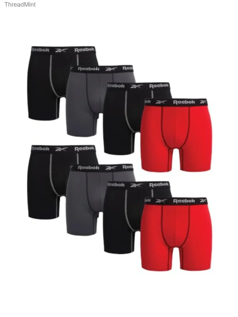 Mens Boxer Briefs 8 Pack Contour Pouch 6'' Inseam Moisture Wicking Tag-Free